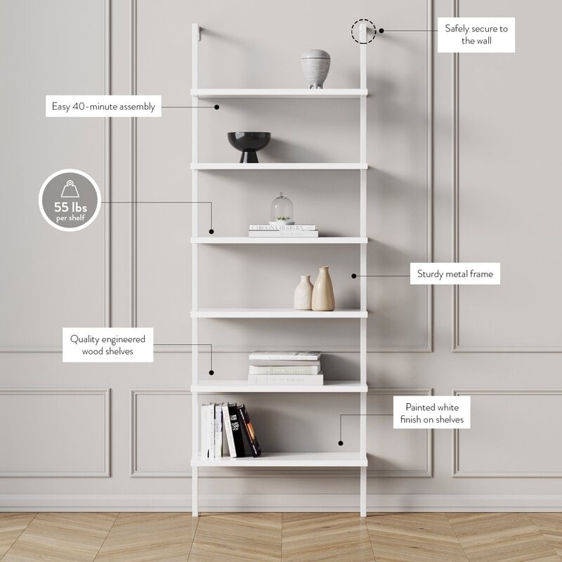 Kanissa 85'' H x 30'' W Steel Ladder Bookcase - Image 0