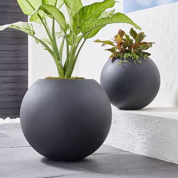 Sphere Dark Gray Indoor/Outdoor Planter - Large - Image 2