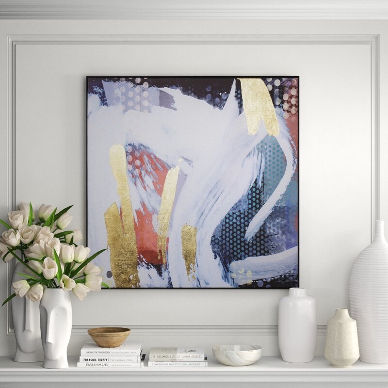 'White Dust Abstract' Framed Print on Canvas - Image 1