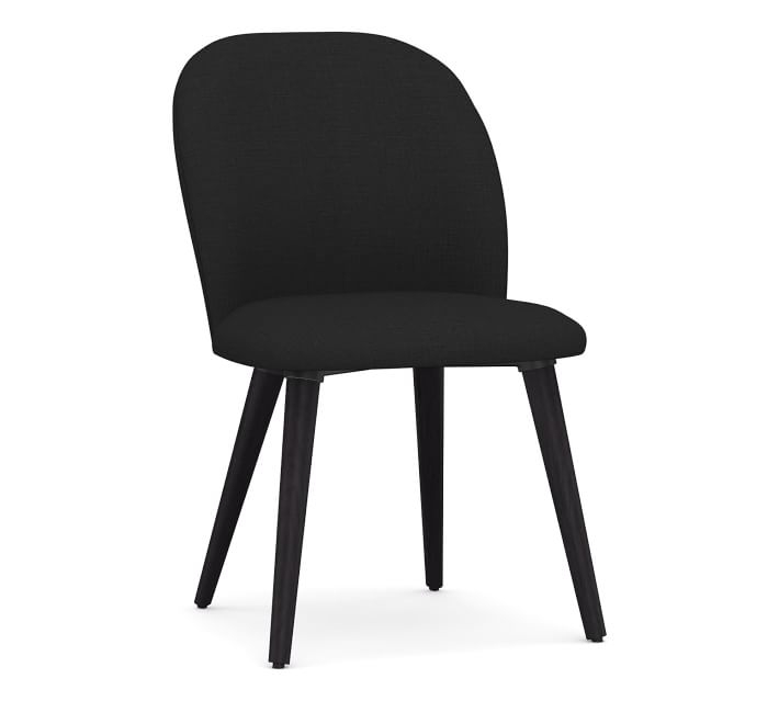 Brea Upholstered Dining Side Chair, Black Leg, Textured Basketweave Black - Image 0