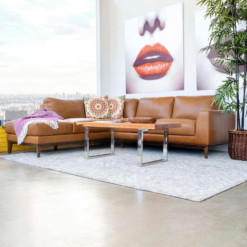 Spring Street 97" Genuine Leather Sectional Sofa & Chaise,left hand facing - Image 0