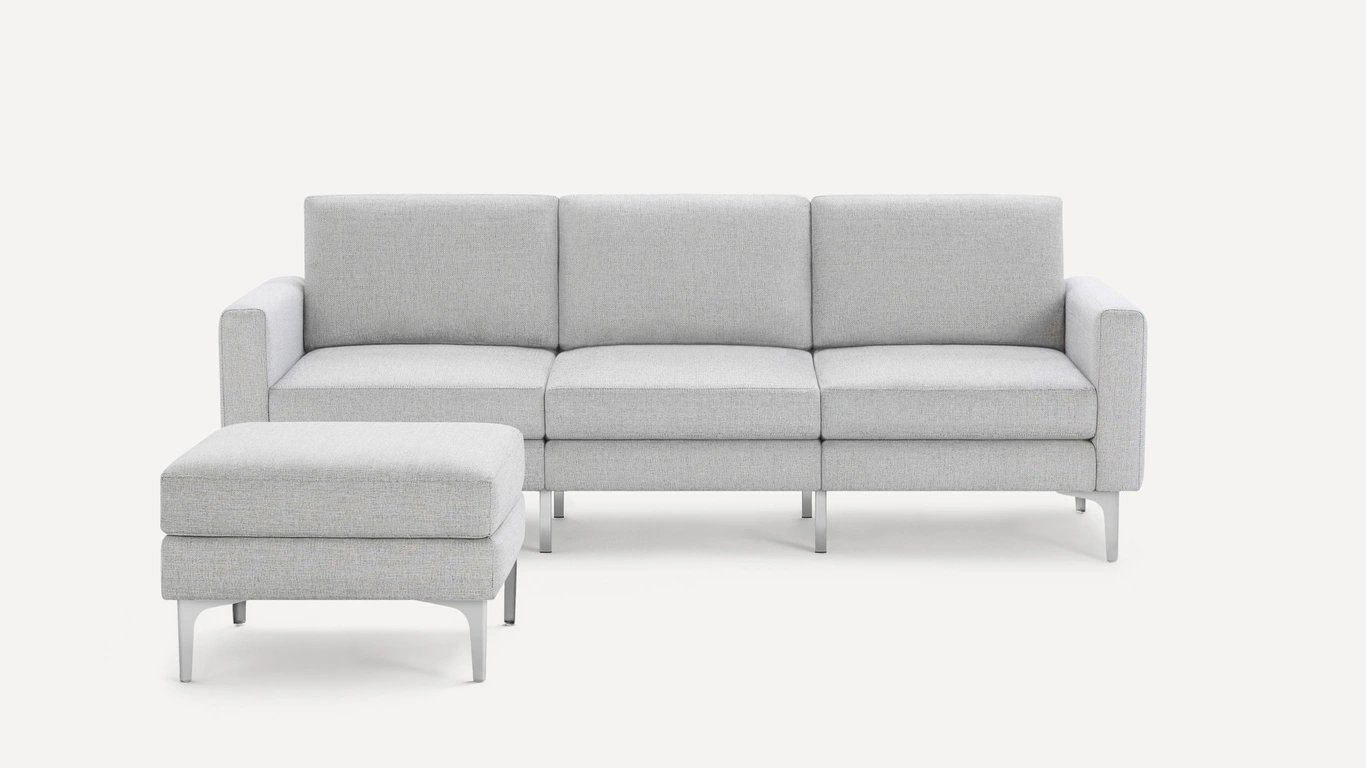 The Block Nomad Sofa with Ottoman in Crushed Gravel // Chrome leg // Block Arm // Flip Back Cushions - Image 0