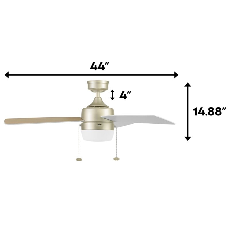 44'' Barcadero 3 - Blade LED Propeller Ceiling Fan with Pull Chain and Light Kit Included - Image 1