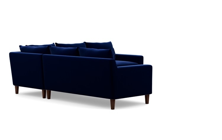 Sloan corner sectional sofa - Bergen Blue Mod Velvet - Oiled Walnut Tapered Square Wood legs - 101" - standard cushions - standard fill - Image 2