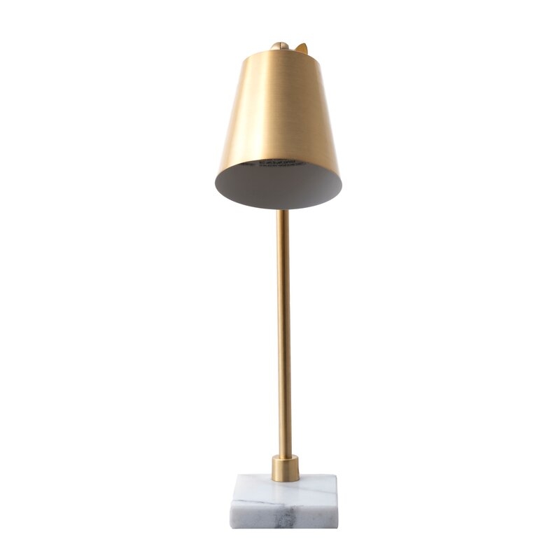 Melany 20" Brass/White Marble Desk Lamp - Image 1