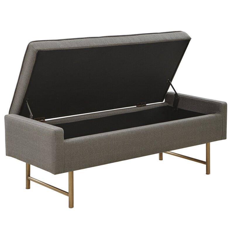BABSY Upholstered Flip Top Storage Bench, Gray - Image 2