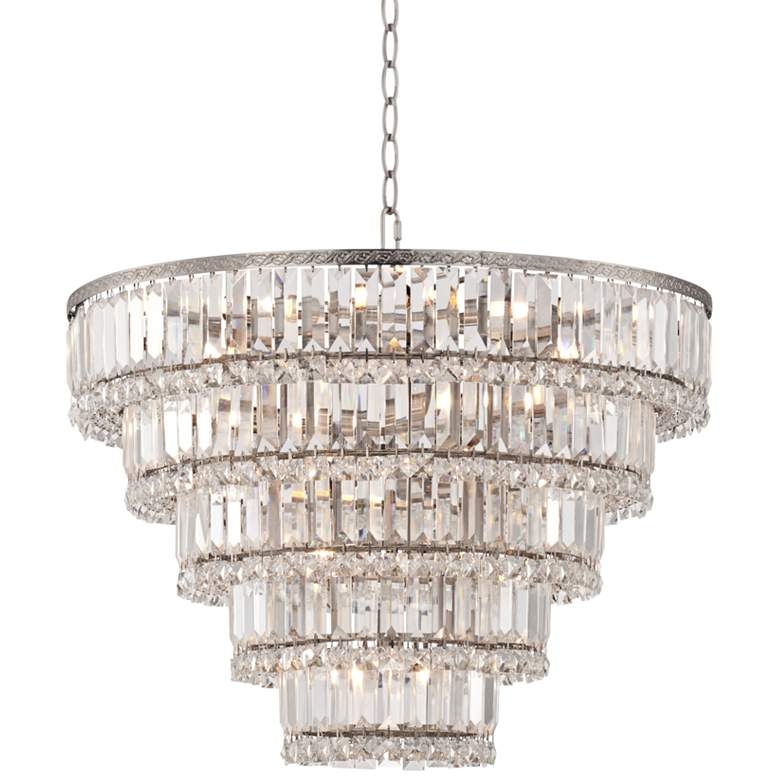 Magnificence Satin Nickel 24 1/2" Wide Crystal Ceiling Light - Image 0