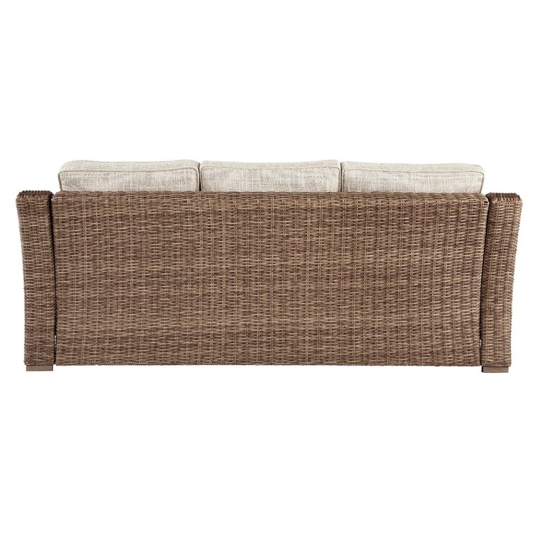 Danny 82.75" Wide Wicker Patio Sofa with Cushions - Image 4