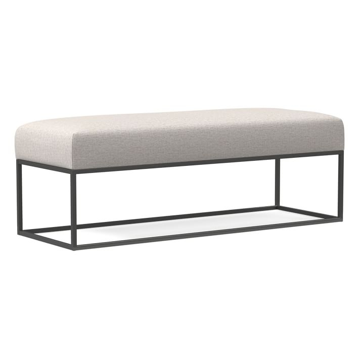 Box Frame Upholstered Bench, Wheat, Twill - Image 0
