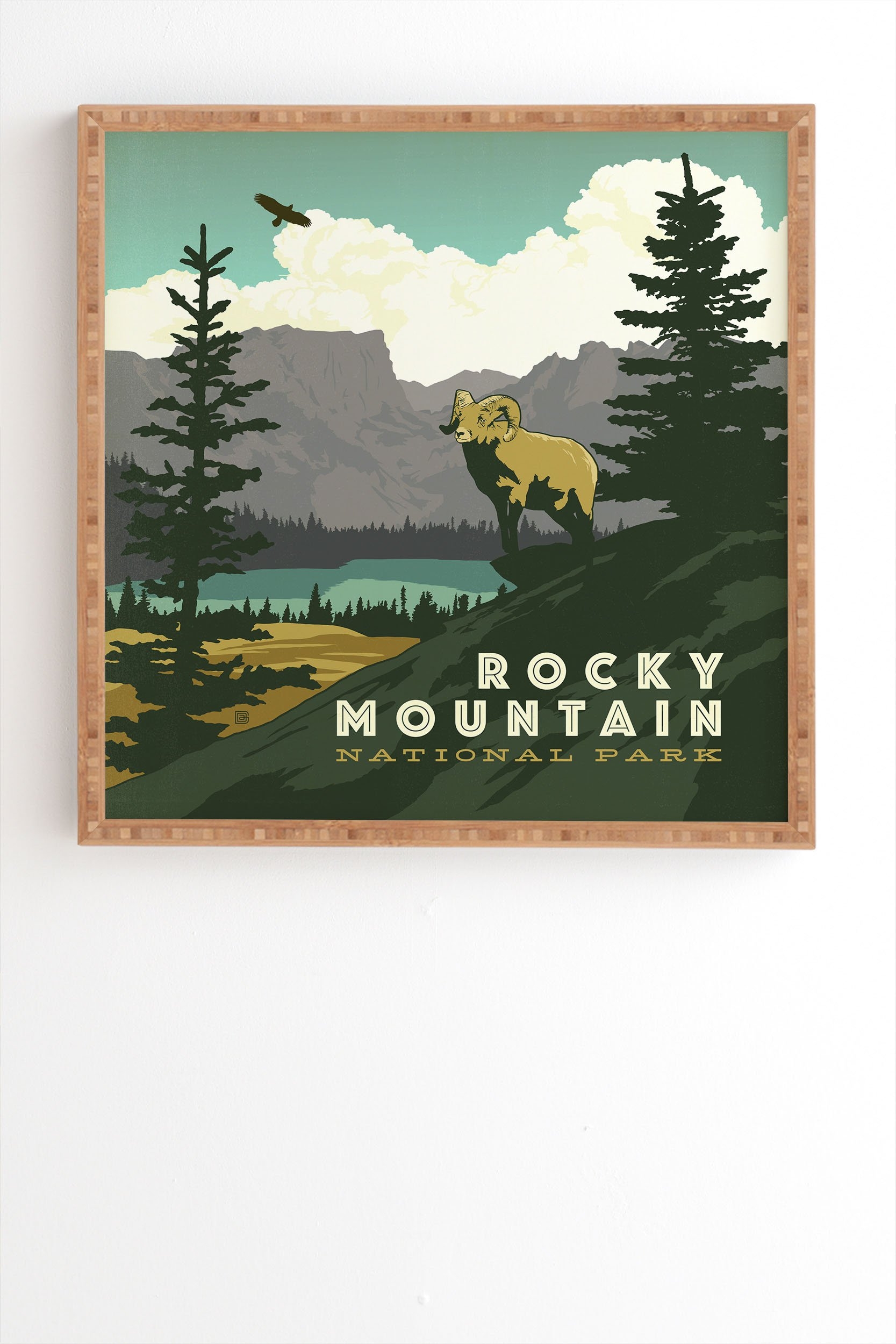 Rocky Mountain National Park Framed Wall Art - 20" x 20" - Bamboo frame - Image 0