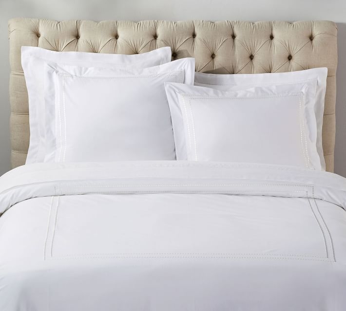 Pearl Organic Percale Duvet Cover, Full/Queen, White - Image 0