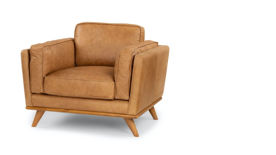 Timber Charme Tan Leather Armchair - Image 0