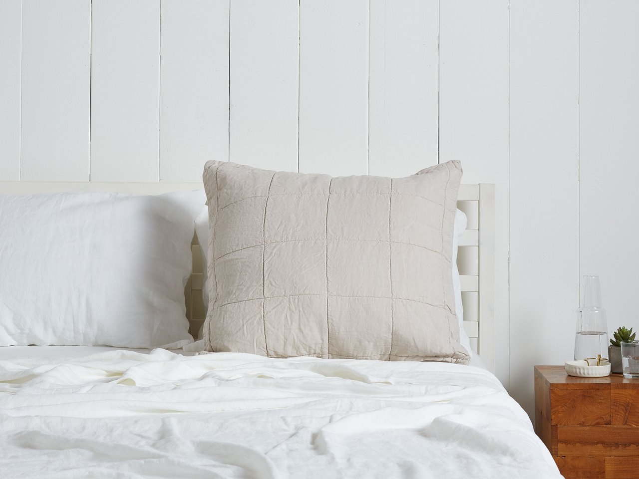 Quilted Linen Euro Sham in Bone | Parachute - Image 1