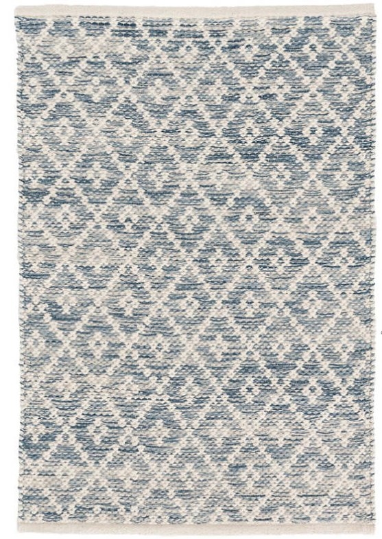 Melange Diamond Blue Woven Cotton Rug, 8' x 10' - Image 0