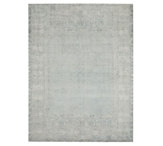 Kailee Printed Wool Rug, 9x12', Porcelain Blue - Image 0