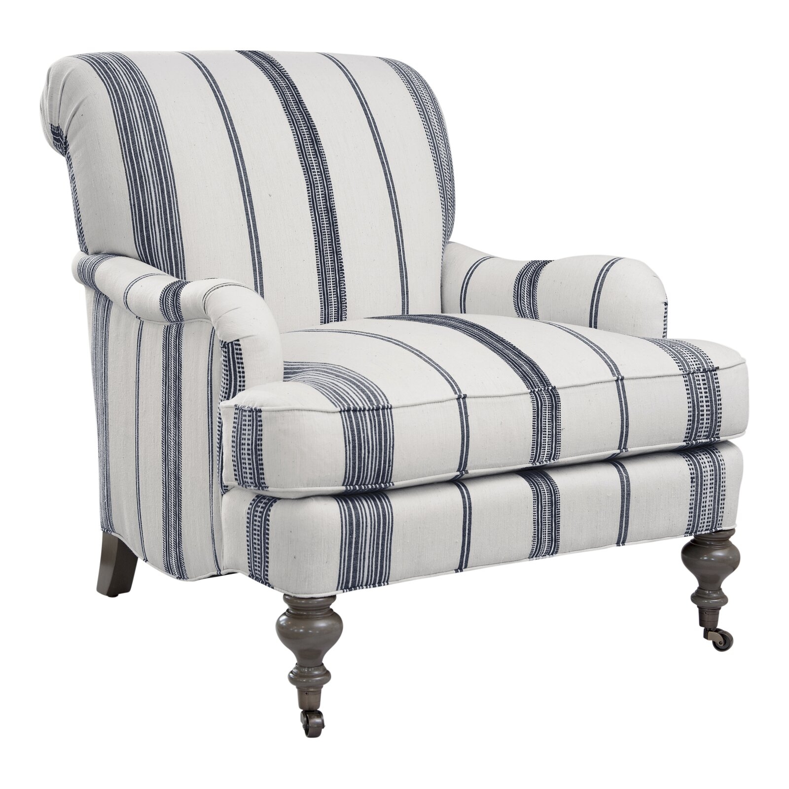 Imagine Home Chatsworth 33" W Cotton Armchair Fabric: Natural/Navy Stripe - Image 0