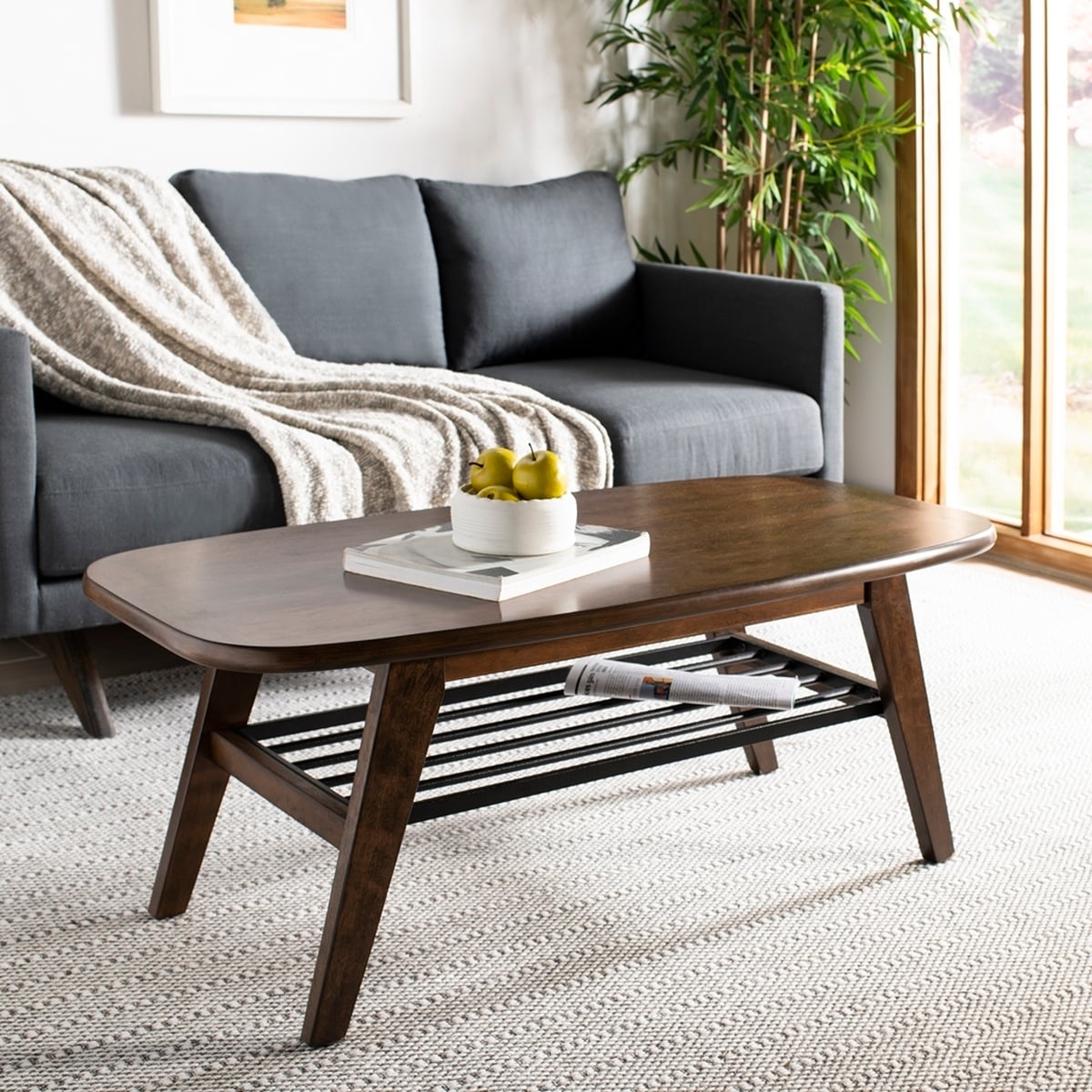 Oren 2 Tier Coffee Table - Dark Walnut - Safavieh - Image 1