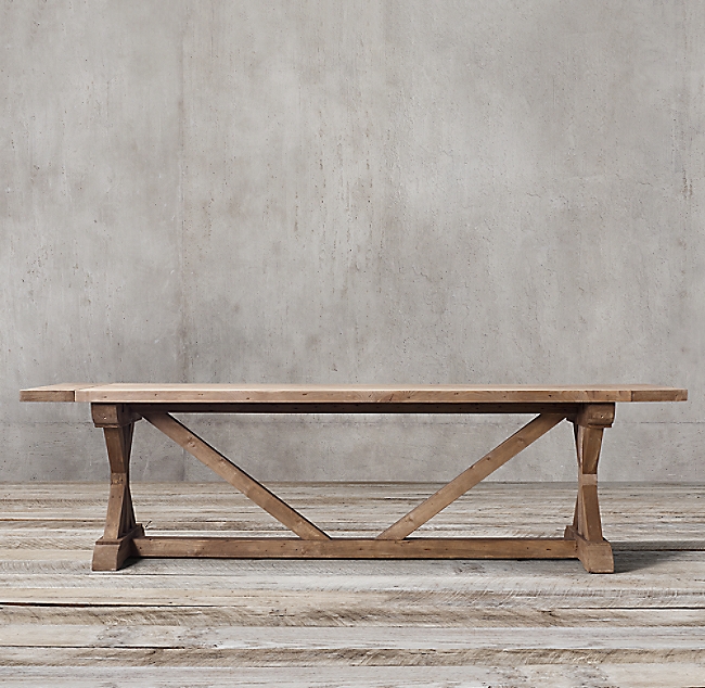 SALVAGED WOOD X-BASE RECTANGULAR EXTENSION DINING TABLE - Image 0