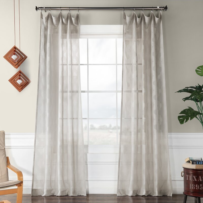 Jaworski Geometric Sheer Tab Top Single Curtain Panel - Image 0