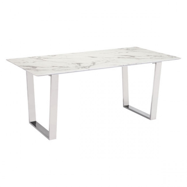 Atlas Dining Table Stone & Brushed Ss - Image 0