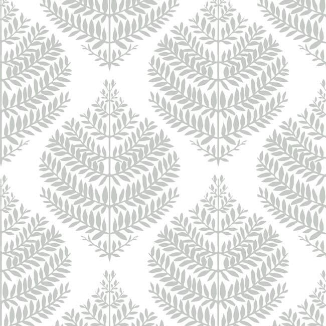 Hygge Fern Damask Peel & Stick Wallpaper, Gray, Single Roll - Image 0