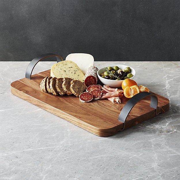 Brantley Serving Board with Leather Handles - Image 0