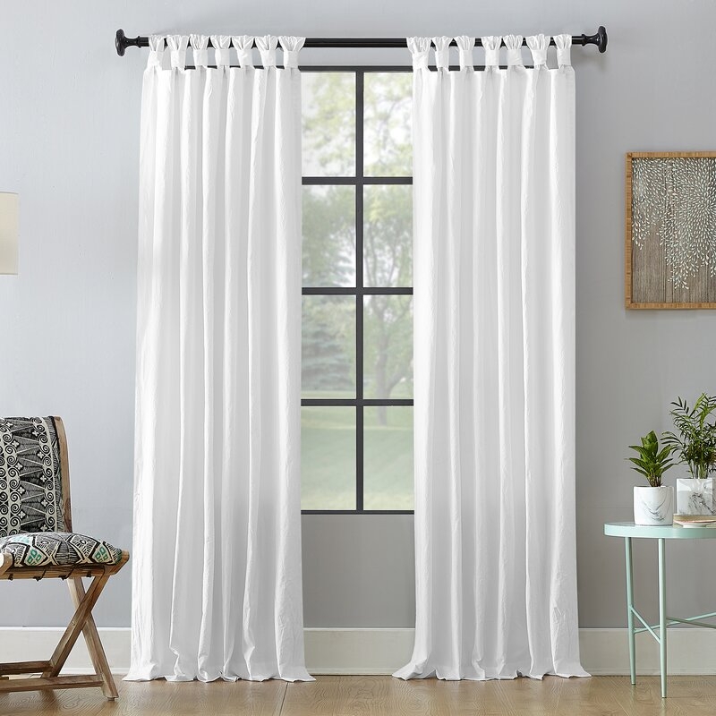 Okeelanta Washed Casual Solid Semi-Sheer Tab Top Single Curtain Panel - Image 0