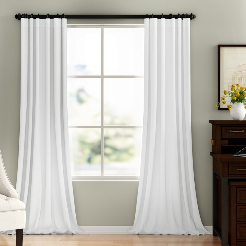 Clem Solid Blackout Rod Pocket Single Curtain Panel Oyster 50x96 - Image 0