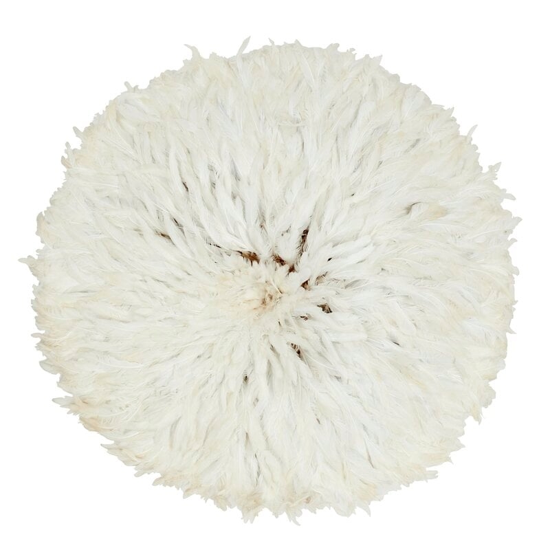 Handmade Bamboo & White Chicken Feather Juju Hat - Image 0