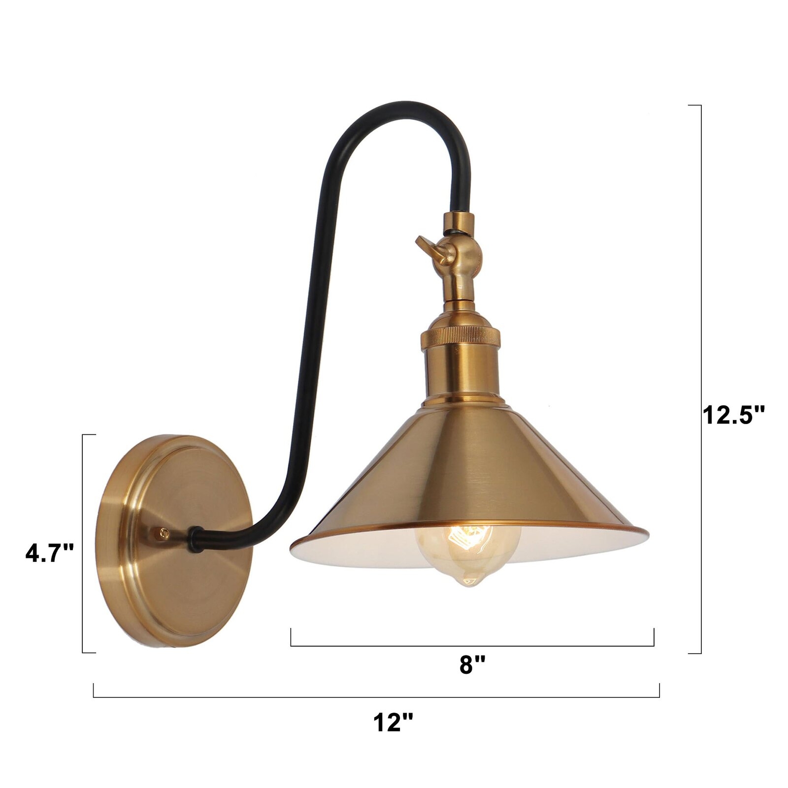 Koben Plug-In Golden/Black Armed Sconce - Image 1