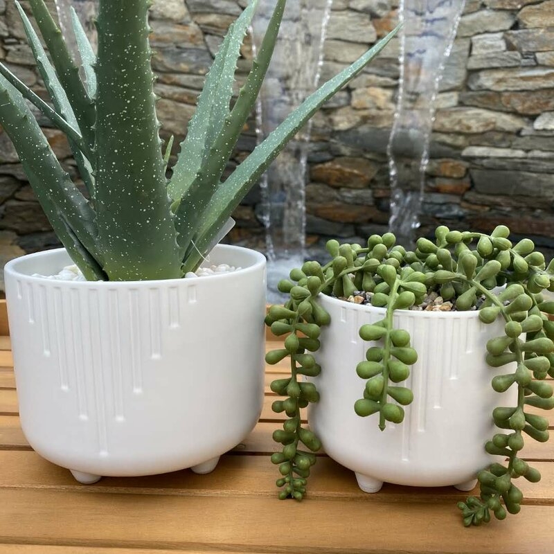 Theta 2-Piece Ceramic Pot Planter Set - Image 0