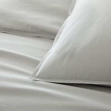 Organic Washed Cotton Duvet Cover, Full/Queen, Stone White - Image 5