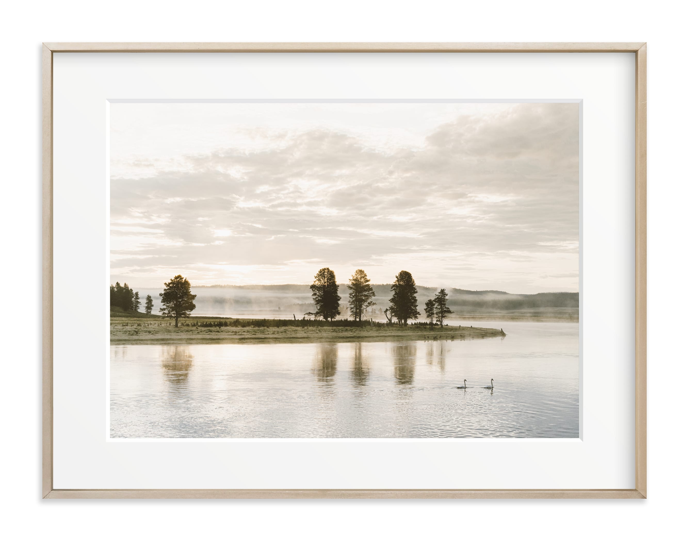 Misty Lake 2 / 41" X 31" / Matte Brass Frame - Image 0