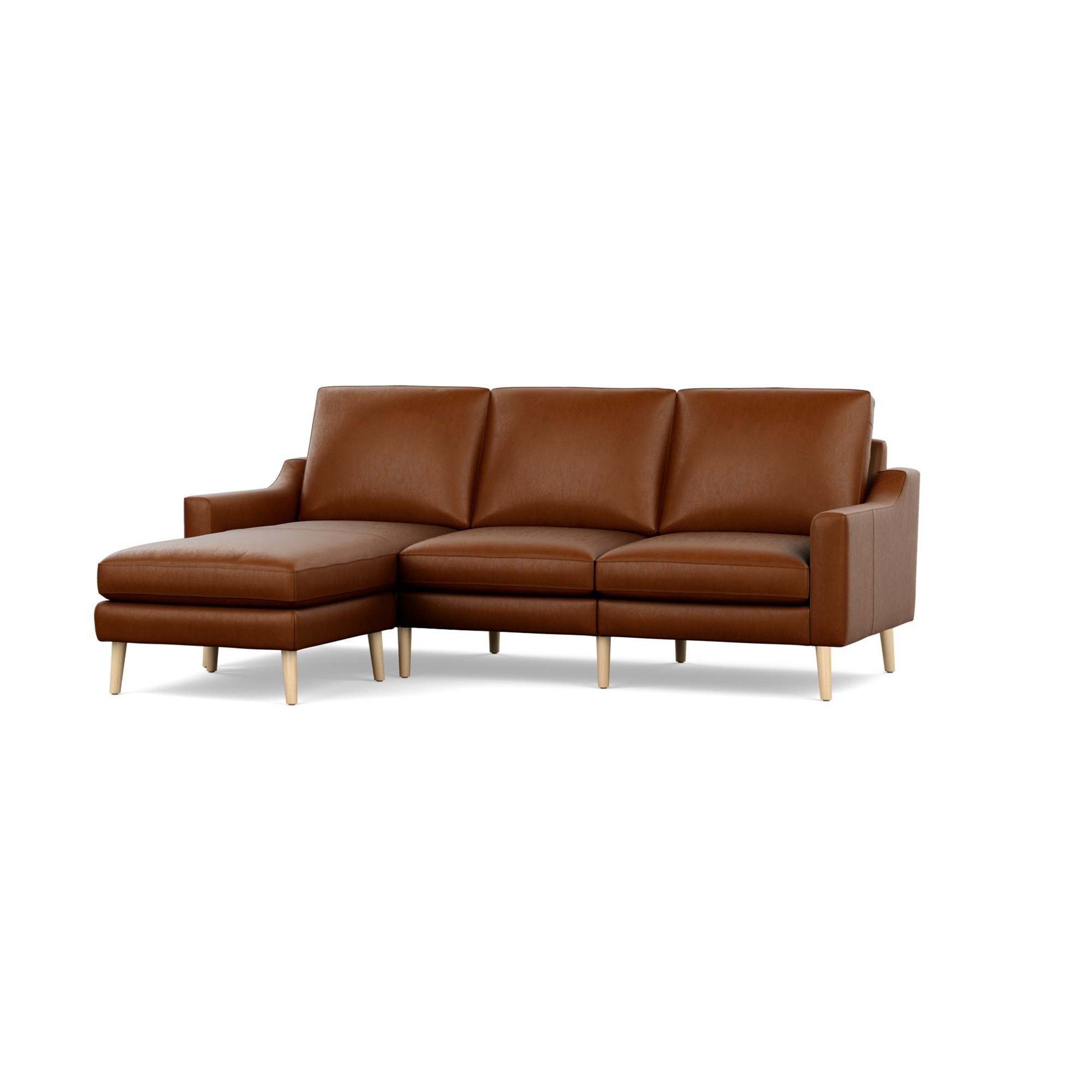 Nomad Leather Sectional in Chestnut, Leg Finish: OakLegs - Image 0