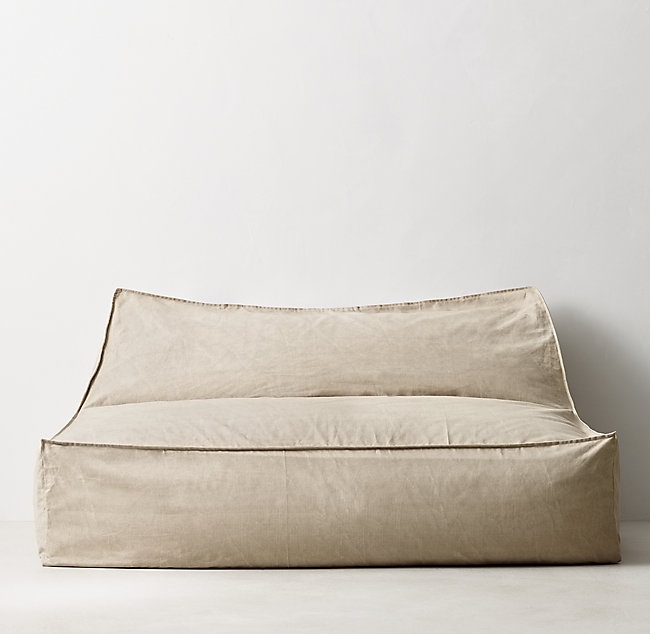 DISTRESSED CANVAS WIDE BEAN BAG LOUNGER - Image 0