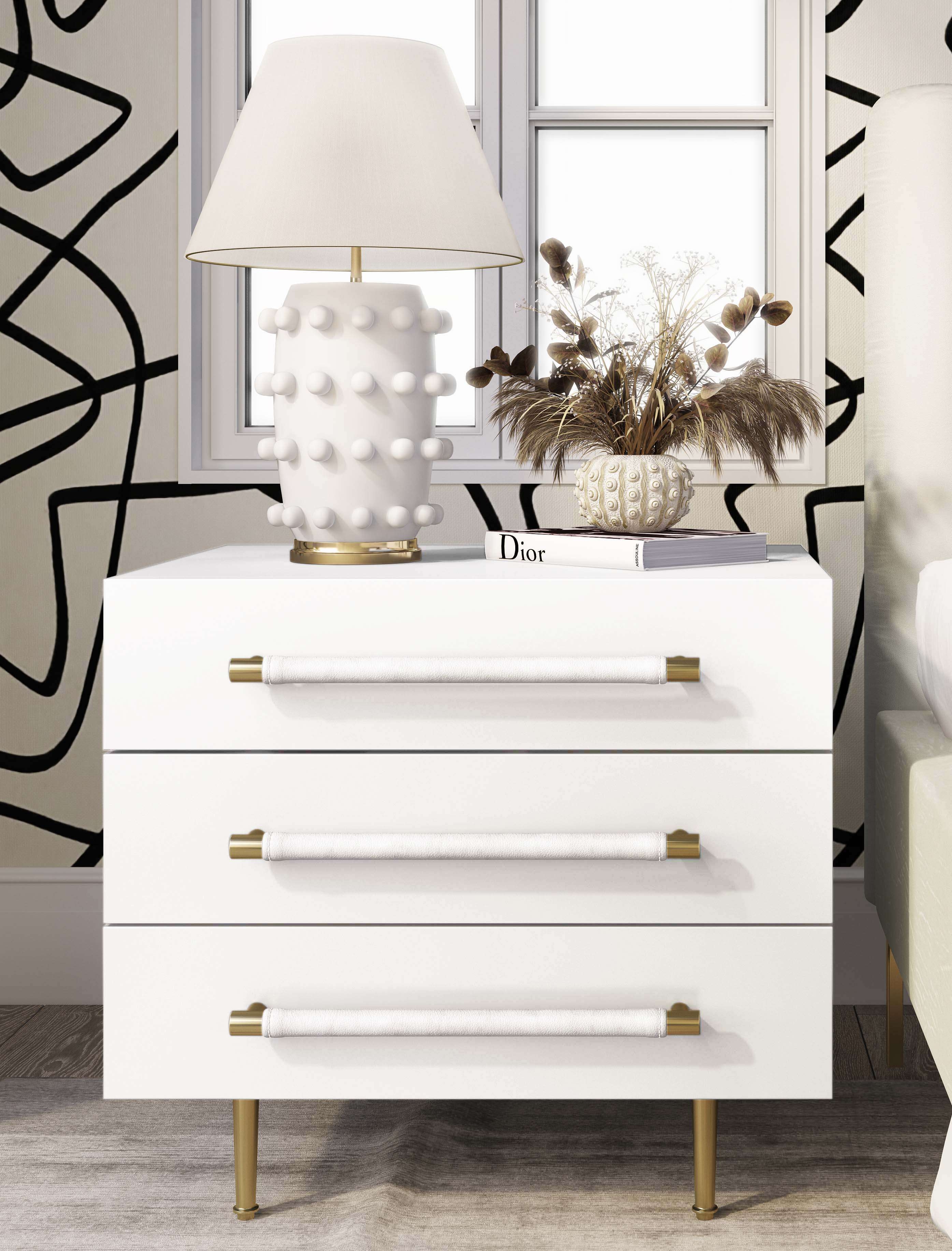 Trident Nightstand, White & Lilly - Image 1