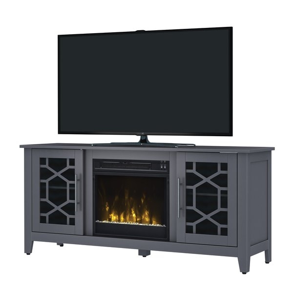Jennings Tv Stand, Cool Gray with Fireplace - Image 1