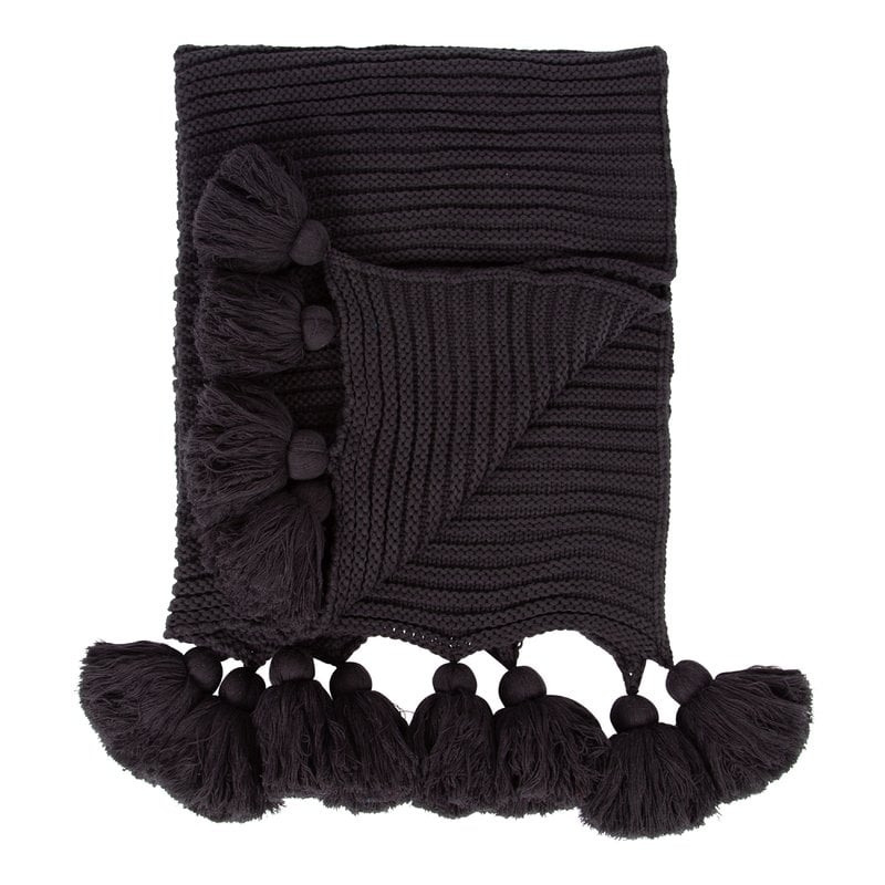 August Grove Dorcheer Chunky Ribbed Knit Throw Blanket in Black - Image 1