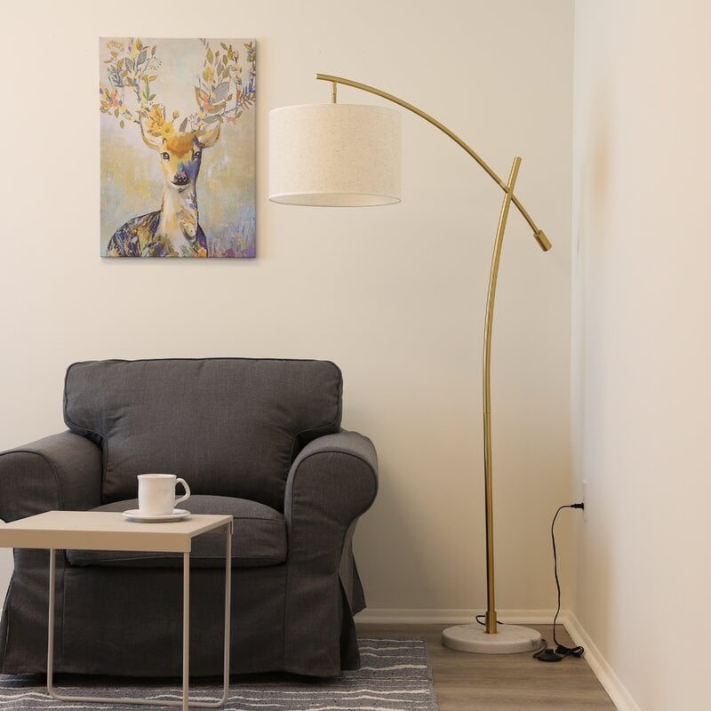 Mercer41 Stradford 65" Arched/Arc Floor Lamp in Copper/White - Image 0