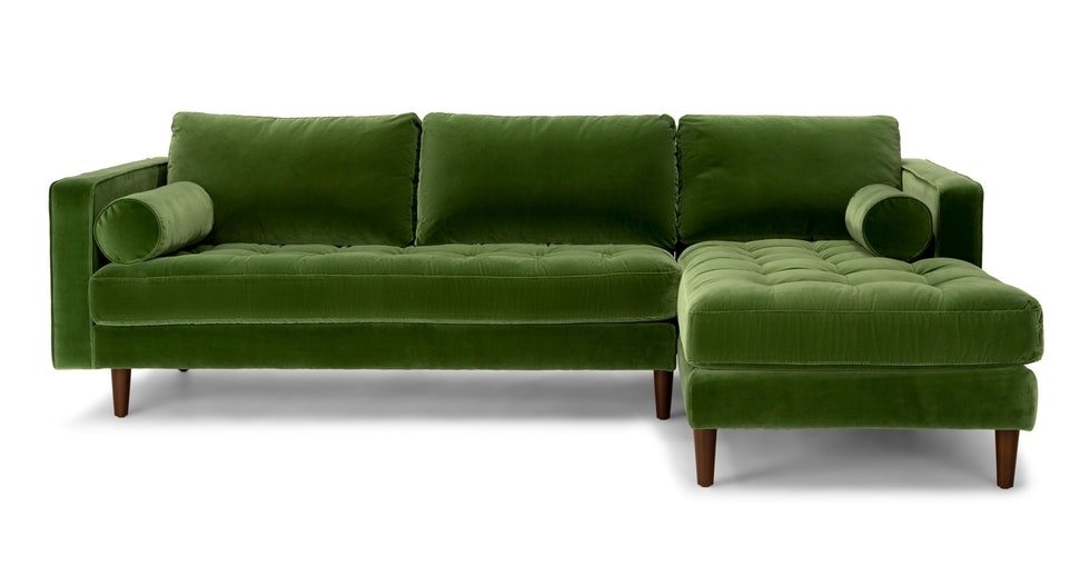 Sven Grass Green Right Sectional Sofa - Image 1