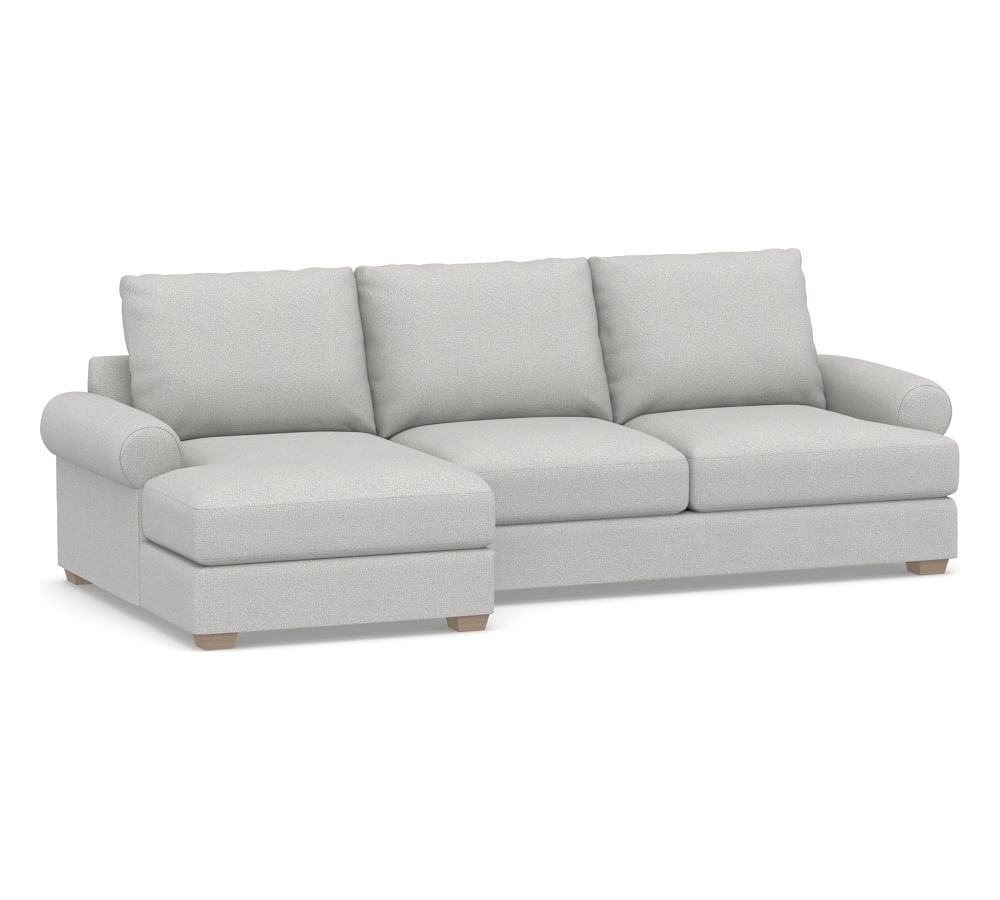 Canyon Roll Arm Upholstered Right Arm Sofa with Chaise Sectional, Down Blend Wrapped Cushions, Park Weave Ash - Image 0