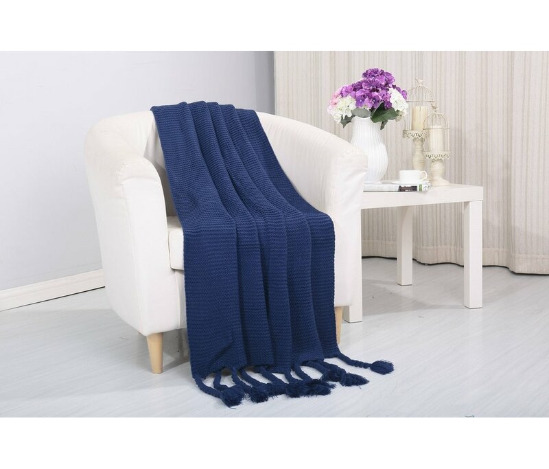 Alcott Hill Coggins Classic Woven Knitted Throw: Teal - Image 0