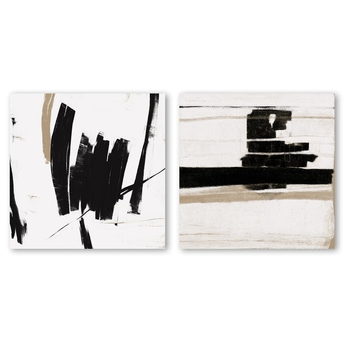 'Black and White Abstract' 2 Piece Print Set on Canvas - Image 0