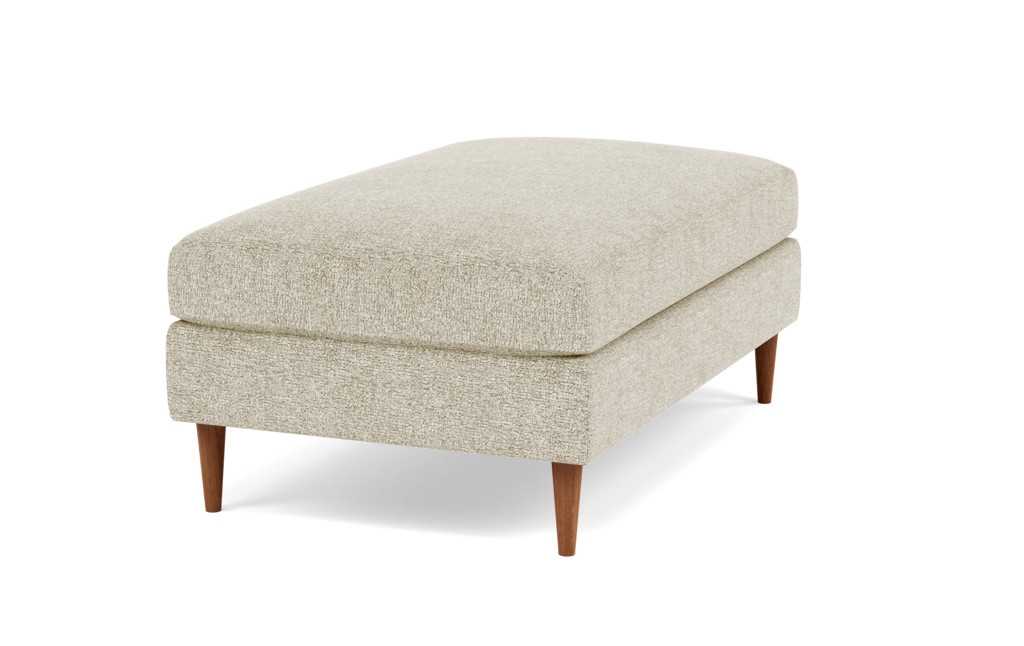 SLOAN Ottoman / Opal + Oiled Walnut Tapered Round Wood - Image 0