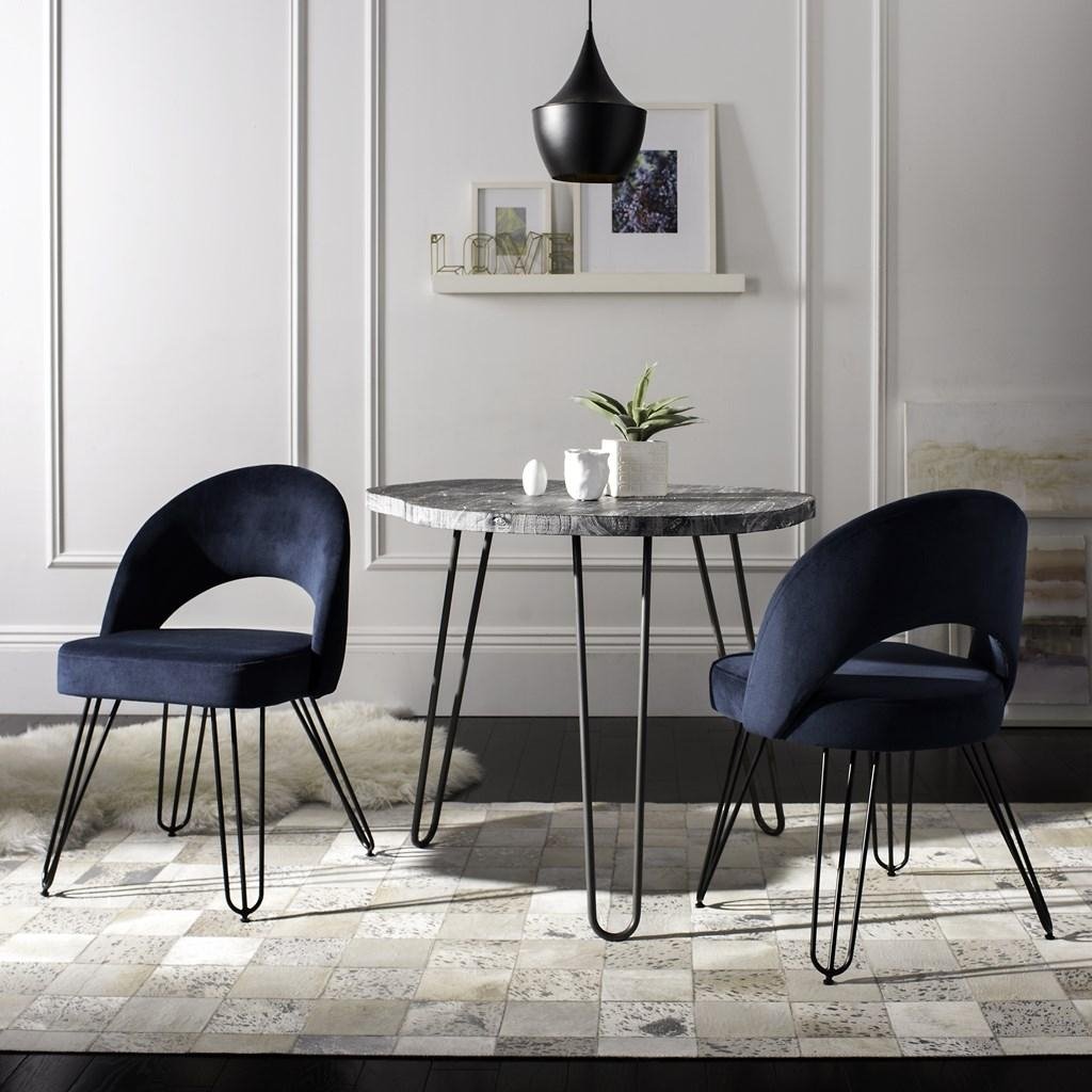 Jora Velvet Retro Dining Chair - Navy - Arlo Home - Set of 2 - Image 2