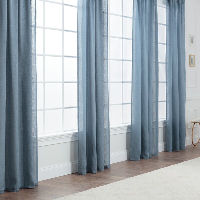 Moller Flax Textured Solid Semi-Sheer Rod Pocket Curtain Panels (Set of 2) 63" - Image 1