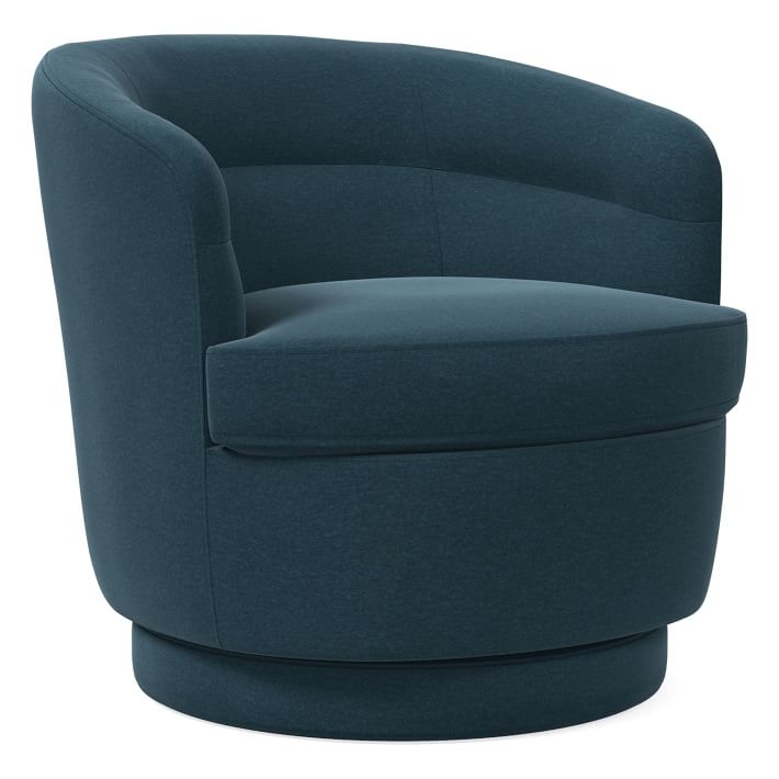 Viv Swivel Chair, Performance Velvet, Lagoon, Concealed Supports - Image 0