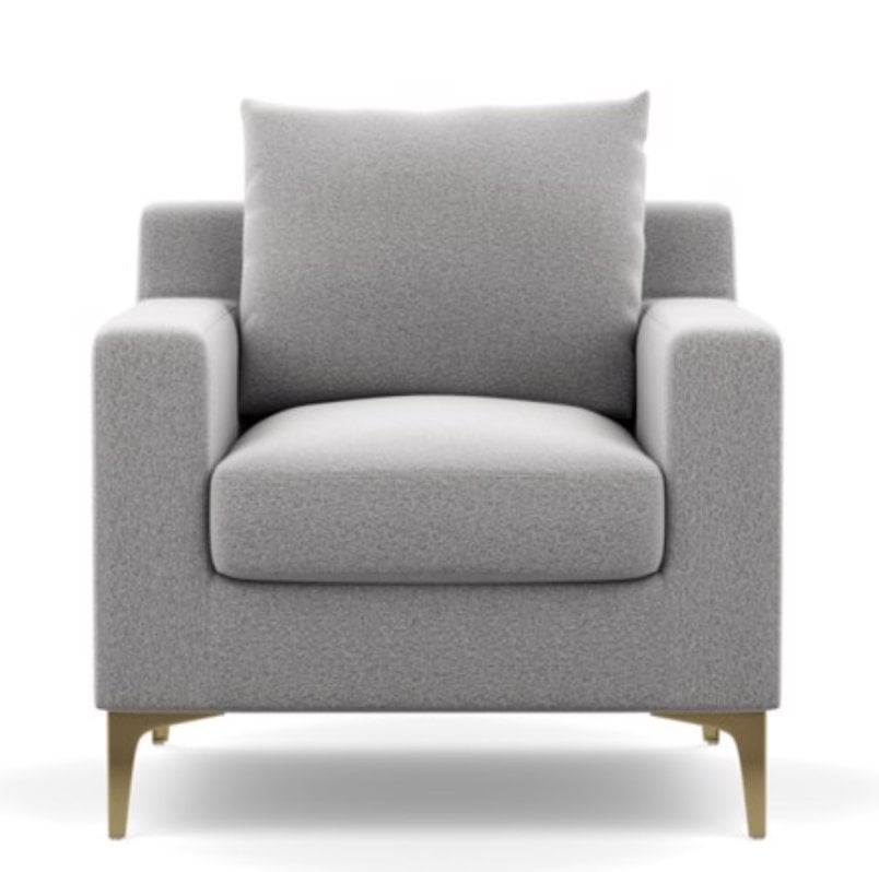 Sloan Petite Chair **Ash/ Brass Plated Sloan L Leg/DOWN ALTERNATIVE CUSHION FILL** - Image 0