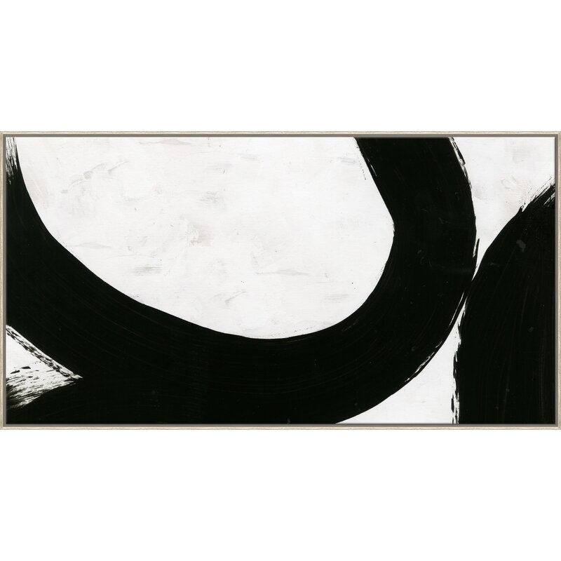 Black and White Circle by Tobi Fairley - Picture Frame Print on Canvas - 25hx47w - Image 0