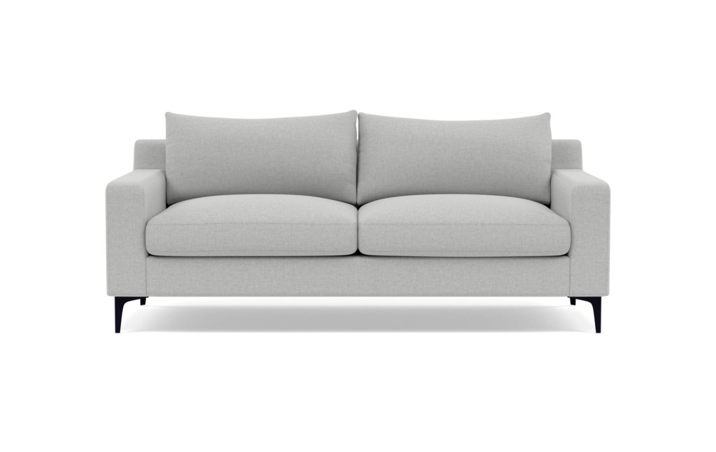 Sloan Deep Seat Sofa in Ecru Monochromatic Plush Fabric with painted black Tapered Legs - 91 - Image 0